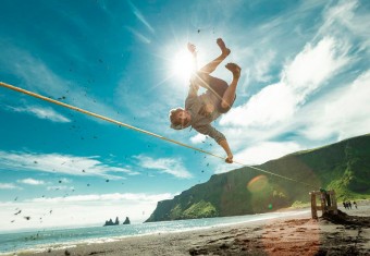 Slackline na islandsk pli