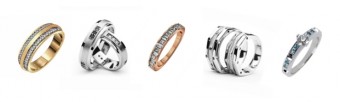 Skládané snubní prsteny s příběhem a barevné kameny, Diamonds International Corporation
