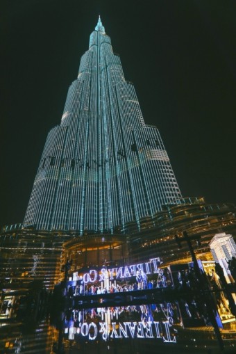 The Iconic Burj Khalifa lit in the legenadary Tiffany Blue, Tiffany & Co.