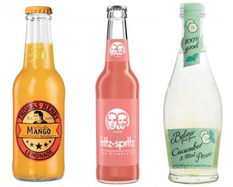 Thomas Henry Mystic Mango, Fritz Spritz rebarbora a Belvoir okurkovo-mtov, Premier Wines & Spirits