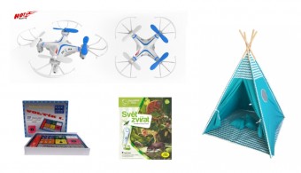 Vnon tipy na drky pro dti: RC Dron 10, elektronick stavebnice, kniha a teepee, TIPA.eu