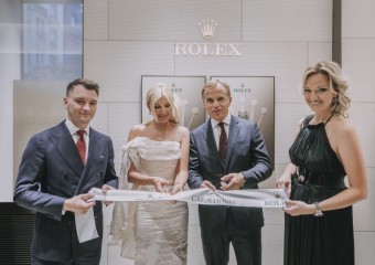 Slavnostn pestien psky: Tamara Kotvalov (majitelka, Carollinum) a Jean-Frdric Dufour (CEO, Rolex), foto kredit: Carollinum Rolex