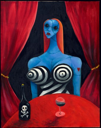 Blue Girl with Wine (studie, figurativn prce, olej na pltn, 71.1 x 55.9 cm, 1997, soukrom sbrka) 